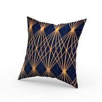 Capa de Almofada Veludo Solar Azul Marinho e Mostarda 43 x 43 cm