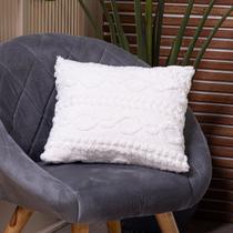 Capa de Almofada Zurique em Manta Trançada Alto Relevo Plush Fleece Flannel 45cm x 45cm Decoração Luxo para Inverno