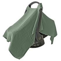 Capa de assento de carro para bebê MOZAH Roman Green Organic Muslin 107x76cm