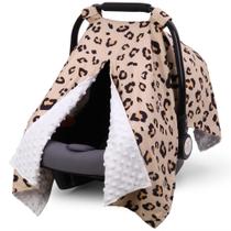 Capa de assento de carro para bebê Rquite Minky Winter Leopard Canopy