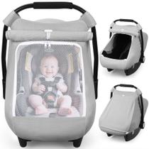 Capa de assento de carro para bebês, bastante respirável, musselina, algodão, cinza Capa de assento de carro para bebês, bastante respirável, musselina, algodão, cinza