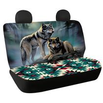 Capa de assento de carro WELLFLYHOM Wolf Moon Southwest Aztec, pacote com 2