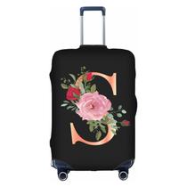 Capa de bagagem Wansin Floral Letter S tamanho M para 22-24 polegadas