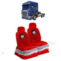 Capa De Banco Chinil Com Logo Para Scania Highline Vermelho