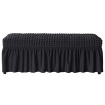 Capa de banco de jantar FORCHEER 120 cm Stretch Seersucker preta