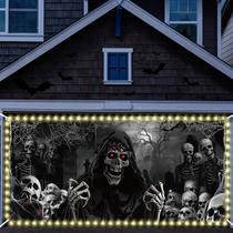 Capa de banner de porta de garagem de Halloween Preboun 1,85x4m com ilhós