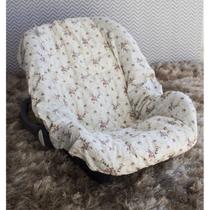 Capa de Bebê Conforto 100% Algodão - Floral Ferrugem