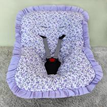 Capa de Bebê Conforto 100% Algodão - Floral Lilás