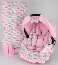 Capa de bebê conforto + carrinho + redutor - nuvem rosa nova - Alan Pierre Baby