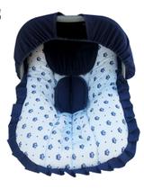 Capa de Bebê Conforto com Capota Azul com Coroas