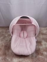 Capa de bebe Conforto com capota e protetor de cinto Menina rosa lisa - Doce Mania