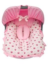 Capa de Bebê Conforto com Capota Rosa com Coroas Capa de Bebê Conforto com Capota Rosa com Coroas