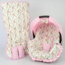 Capa de bebê conforto e capa carrinho - flor bege nova - ALAN PIERRE BABY