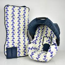 Capa de bebê conforto e capa carrinho - passinho azul