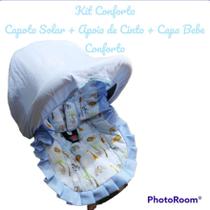 Capa de Bebê Conforto Universal + Protetores de Cinto + Capota Solar - Tecido Algodão Várias Estampas