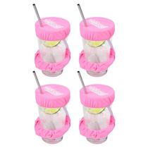 Capa de bebida Scrunchie Nightcap, pacote com 4 unidades, rosa reutilizável