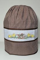 Capa de Botijão 13kg Xadrez Marrom Bordado Passarinhos Ponto Cruz Cozinha Capa de Botijão 13kg Xadrez Marrom Bordado Passarinhos Ponto Cruz Cozinha