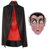 Capa De Bruxa Vampiro Drácula Halloween Carnaval + Mascara Led - Bela Import
