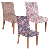 Capa de Cadeira Branca Floral Estampada Malha em Gel - Bene Casa