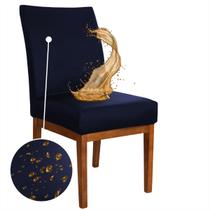Capa de Cadeira de Jantar Impermeavel Anti Liquidos - Kit 12 peças Azul Marinho