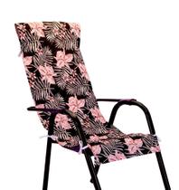 Capa De Cadeira Espreguiçadeira Floral Rosa - deccoralle