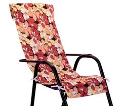 Capa De Cadeira Espreguiçadeira Floral Vermelha - deccoralle