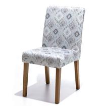 Capa De Cadeira Estampada Etnico Azul Para Mesa De Jantar Em Malha Gel Vitalícia