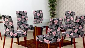 Capa de Cadeira Estampada MALHA Floral 4 peças - mayra enxovais