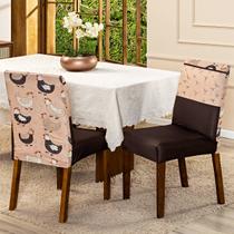Capa de Cadeira Jantar Avulsa Estampada Ajustável com Elástico Protetora Para Cozinha Malha Gel Helanca