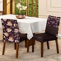 Capa de Cadeira Jantar Avulsa Estampada Ajustável com Elástico Protetora Para Cozinha Malha Gel Helanca