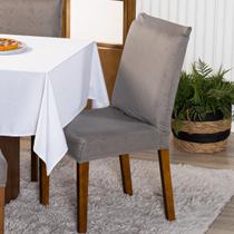 Capa de Cadeira Jantar Avulsa Lisa Ajustável com Elástico - Protetora Decoração Moderna Para Cozinha Malha Gel Helanca