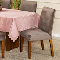 Capa de Cadeira Jantar Avulsa Lisa Splendore Ajustável com Elástico - Tecido Veludo Suede Decoração Luxo Para Cozinha Moderna Sofisticada