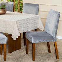 Capa de Cadeira Jantar Avulsa Lisa Splendore Ajustável com Elástico Tecido Veludo Suede Decoração Luxo Para Cozinha Moderna Sofisticada