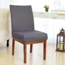 Capa de Cadeira Jantar Malha Elástico Confortável Cinza Escuro - Charme do Detalhe