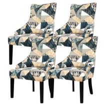 Capa de cadeira Lellen Wingback com padrão de veludo, 4 peças