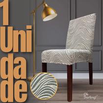 Capa de Cadeira Linha Premium Imperial Persa - Cinza/Off White Capa de Cadeira Linha Premium Imperial Persa - Cinza/Off White