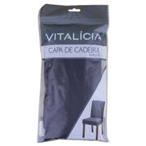 Capa de Cadeira Malha Lisa Vitalícia Bella Janela Preta