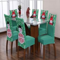 Capa De Cadeira Natal Ano Novo Personalizada Kit 02 Peças Papai Noel Festiva