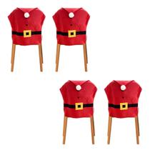 Capa de Cadeira Natal Natalino Encosto Kit 4 Unidades Papai Noel Gorro Mesa de Jantar Reuniao Familia Decoraçao Festa Fim de Ano Comemoraçao
