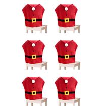 Capa de Cadeira Natal Natalino Kit 6 Unidades Encosto Papai Noel Gorro Mesa de Jantar Enfeite Decoraçao Festa Fim de Ano Reuniao Celebraçao Familia Ev