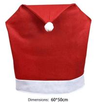 Capa de Cadeira Natalina Formato Gorro Papai Noel Vermelha e Branca Tecido 100% Poliéster