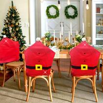 Capa de Cadeira Natalina Papai Noel Gorro Decoração Mesa Natal
