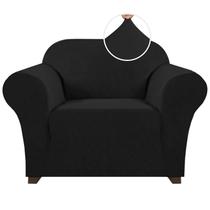 Capa de cadeira PrinceDeco Stretch com braços para poltrona preta