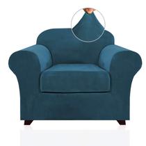 Capa de cadeira PrinceDeco Velvet Slipcovers Deep Teal de 1 lugar Capa de cadeira PrinceDeco Velvet Slipcovers Deep Teal de 1 lugar