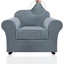 Capa de cadeira PrinceDeco Velvet Slipcovers Stone Blue 1 Seater