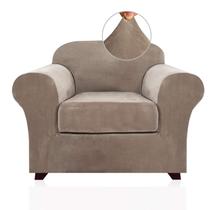 Capa de cadeira PrinceDeco Velvet Slipcovers Taupe 1 Seater Capa de cadeira PrinceDeco Velvet Slipcovers Taupe 1 Seater