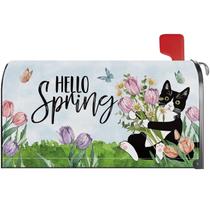 Capa de caixa de correio YINENA Spring Cat Tulip Floral 53x46cm