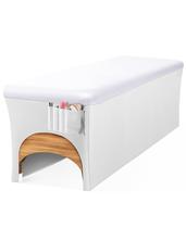 Capa de cama de massagem Onism Lash, limpável em couro PU branco Capa de cama de massagem Onism Lash, limpável em couro PU branco