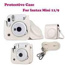 Capa de câmera instantânea para instax mini 11/9 bolsa de couro capa de cor sólida protetora Capa de câmera instantânea para instax mini 11/9 bolsa de couro capa de cor sólida protetora