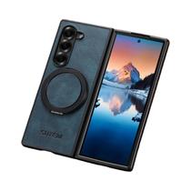 Capa De Carregamento Sem Fio 360 Para Samsung Galaxy Z Fold 7 6 5 graus Suporte Rotativo Em Couro